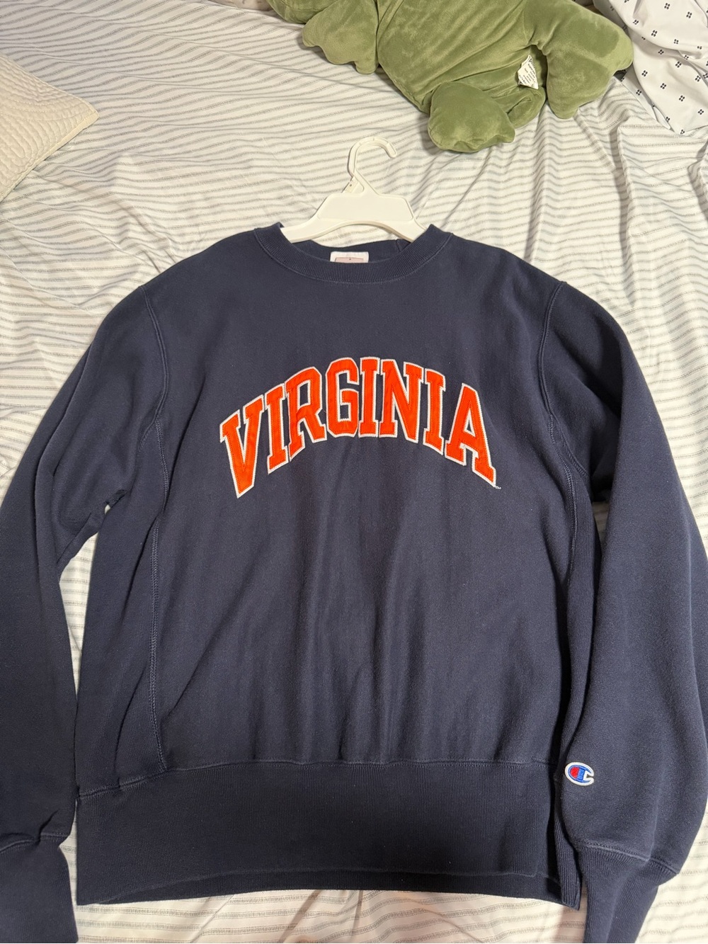 Champion Navy Crewneck Sweatshirt with Orange Virginia Arch